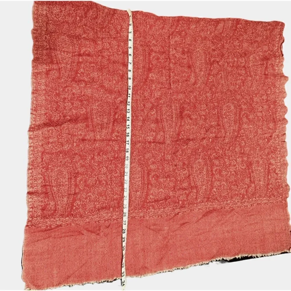 Valerie Stevens Woven Wool Pink Paisley Wrap Shawl Scarf 35” x 67” approx. - Picture 8 of 11